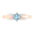thumbnail image 1 of Clara Pucci 14K Rose Gold Solid Gold Blue Solitaire Anniversary Ring for Women - 0.5 cttw Round Cut, 1 of 8