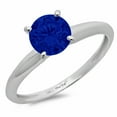 thumbnail image 1 of 0.5 ct Round Cut Simulated Blue Sapphire Solitaire 14K White Gold Womens Engagement Ring, 1 of 3