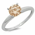 thumbnail image 1 of 0.5 ct Round Cut Simulated Champagne Diamond Solitaire 18K White Gold Womens Engagement Ring, 1 of 5