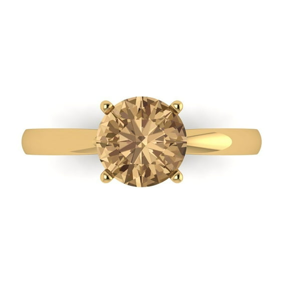 0.5 ctw Solitaire Anniversary Ring for Women | Round Cut Simulated Champagne Diamond | Hyperallergenic Solid 18K Yellow Gold