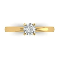 0.5 ctw Solitaire Anniversary Ring for Women | Round Cut Zirconia Diamond | Hyperallergenic Solid 14K Yellow Gold
