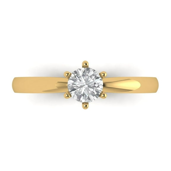 0.5 ct Round Cut Simulated Diamond Solitaire 14K Yellow Gold Womens Engagement Ring