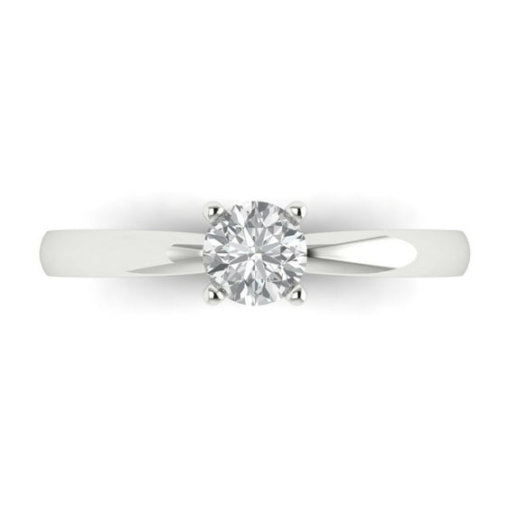 0.5 ct Round Cut Simulated Diamond Solitaire Engagement Ring for Women in 18K White Gold