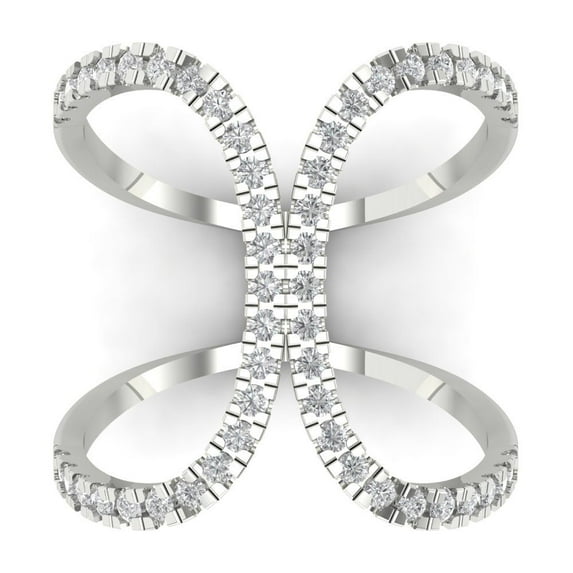 0.5 ctw Statement Anniversary Ring for Women | Round Cut Zirconia Diamond | Hyperallergenic Solid 18K White Gold