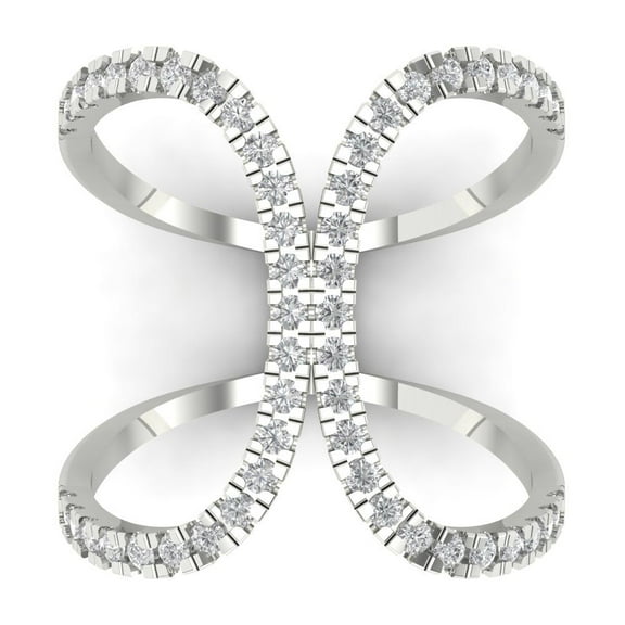 0.5 ct Round Cut Simulated Diamond Statement Engagement Ring for Women in 18K White Gold