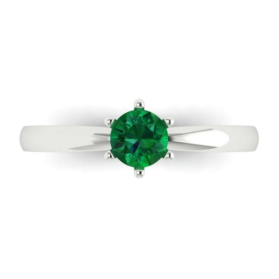 0.5 ct Round Cut Simulated Emerald Solitaire Engagement Ring for Women in 18K White Gold