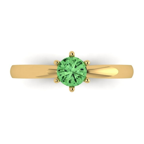 0.5 ct Round Cut Simulated Green Diamond Solitaire 14K Yellow Gold Womens Engagement Ring