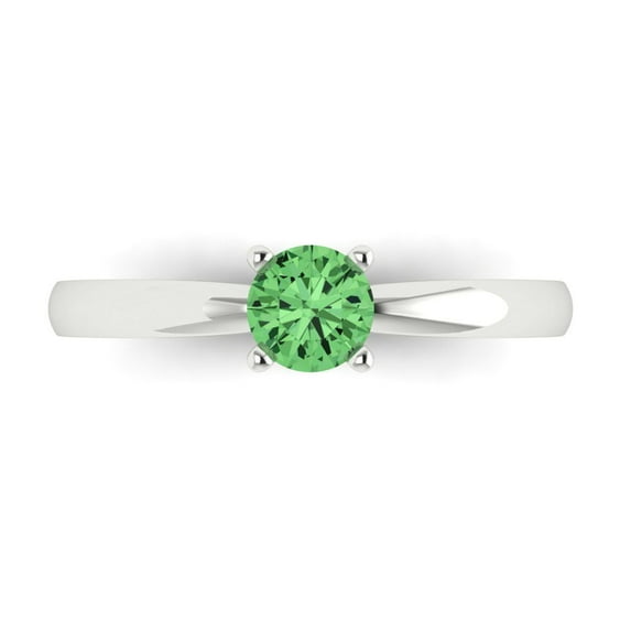 0.5 ctw Solitaire Anniversary Ring for Women | Round Cut Simulated Green Diamond | Hyperallergenic Solid 18K White Gold