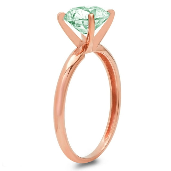 0.5 ct Round Cut Simulated Green Diamond Solitaire Engagement Ring for Women in 18K Rose Gold