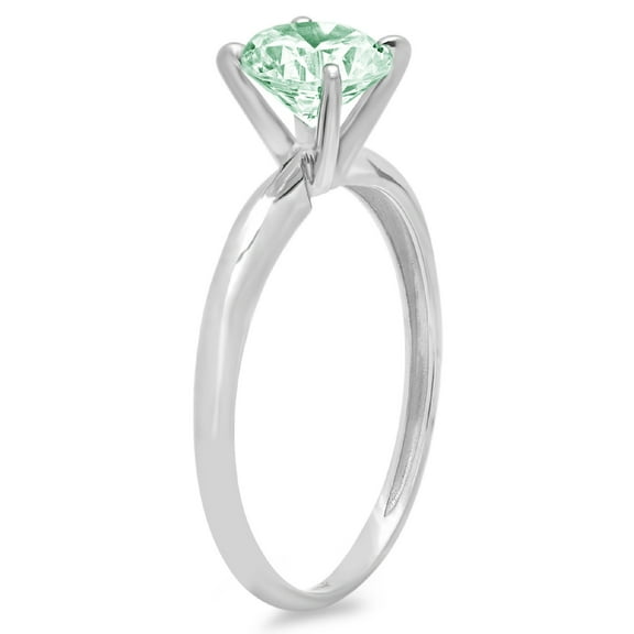 0.5 ct Round Cut Simulated Green Diamond Solitaire Engagement Ring for Women in 18K White Gold