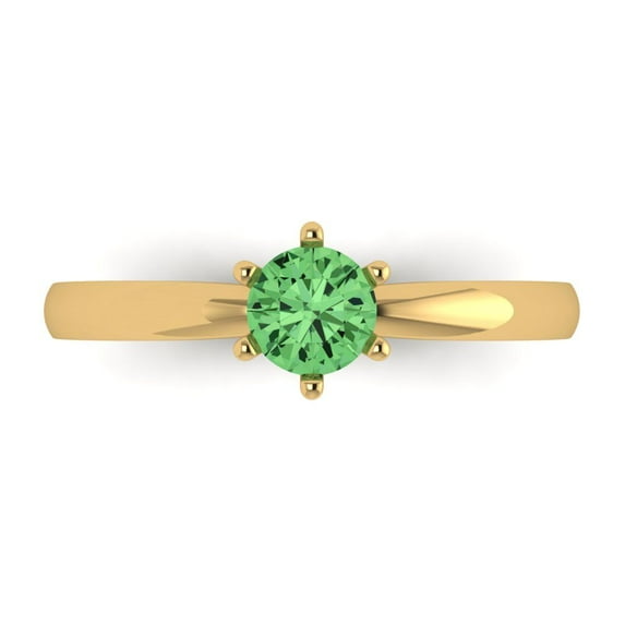 0.5 ct Round Cut Simulated Green Diamond Solitaire Engagement Ring for Women in 18K Yellow Gold