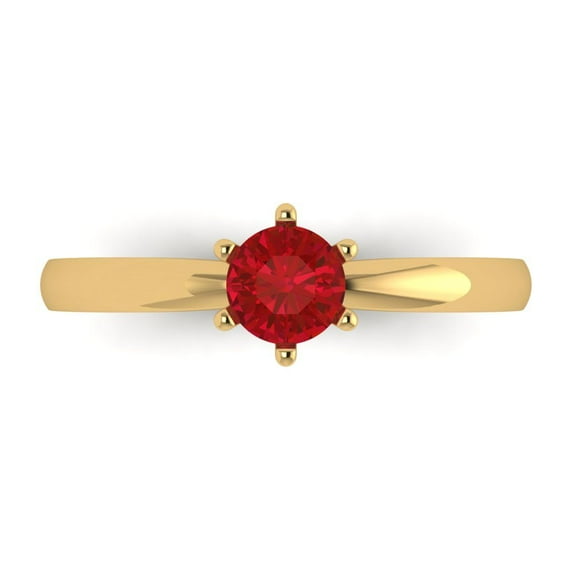 Solitaire Engagement Ring for Women - 0.5ct Simulated Pink Tourmaline in 14K Yellow Gold Promise Ring