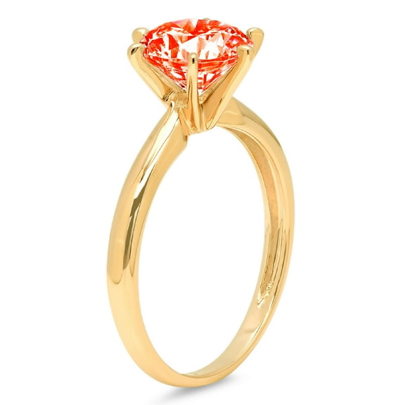 0.5 ct Round Cut Simulated Red Diamond Solitaire Engagement Ring for Women in 18K Yellow Gold