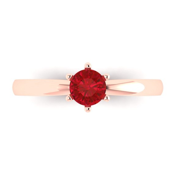 Clara Pucci 14K Rose Gold 0.5ct Ruby Solitaire Ring for Women