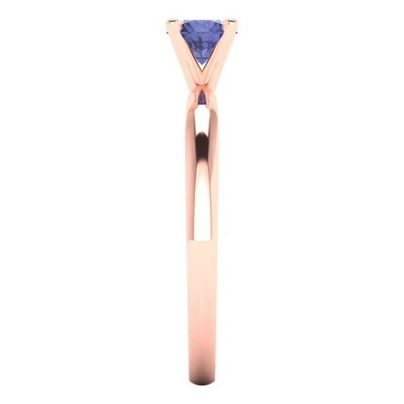 0.5 ct Round Cut Simulated Tanzanite Solitaire 14K Rose Gold Womens Engagement Ring