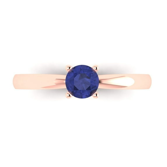 0.5 ct Round Cut Simulated Tanzanite Solitaire 18K Rose Gold Womens Engagement Ring