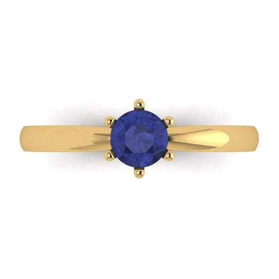 Clara Pucci 14K Yellow Gold 0.5ct Tanzanite Solitaire Ring for Women