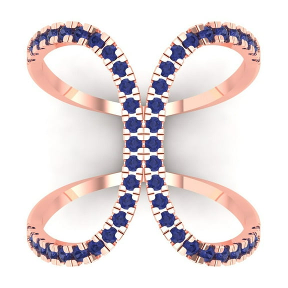 0.5 ctw Statement Anniversary Ring for Women | Round Cut Simulated Tanzanite | Hyperallergenic Solid 18K Rose Gold