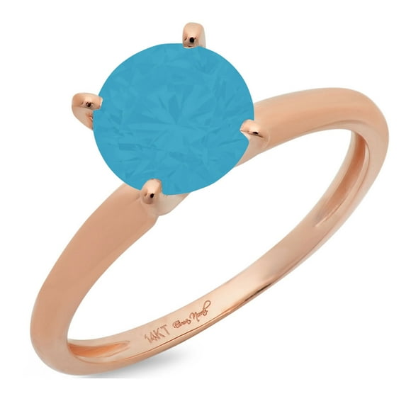 0.5 ct Round Cut Simulated Turquoise Solitaire 18K Rose Gold Womens Engagement Ring
