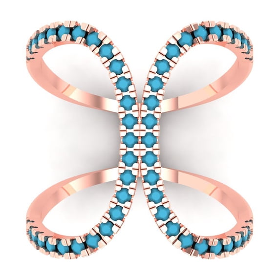 0.5 ctw Statement Anniversary Ring for Women | Round Cut Simulated Turquoise | Hyperallergenic Solid 14K Rose Gold