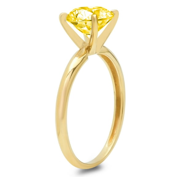 0.5 ct Round Cut Simulated Yellow Diamond Solitaire Engagement Ring for Women in 14K Yellow Gold