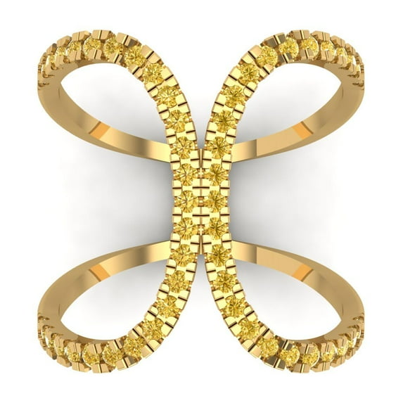 0.5 ct Round Cut Simulated Yellow Diamond Statement 18K Yellow Gold Womens Engagement Ring