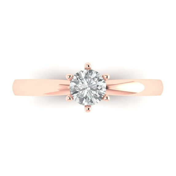 0.5 ct Round Cut White Sapphire Solitaire 18K Rose Gold Womens Engagement Ring