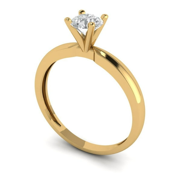 0.5 ct Round Cut White Sapphire Solitaire Engagement Ring for Women in 18K Yellow Gold