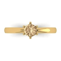 0.5 ctw Solitaire Anniversary Ring for Women | Round Cut Yellow Moissanite | Hyperallergenic Solid 14K Yellow Gold