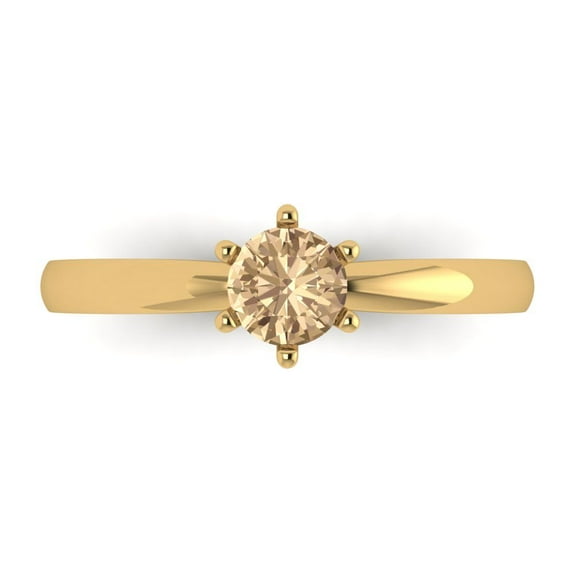 0.5 ctw Solitaire Anniversary Ring for Women | Round Cut Yellow Moissanite | Hyperallergenic Solid 14K Yellow Gold