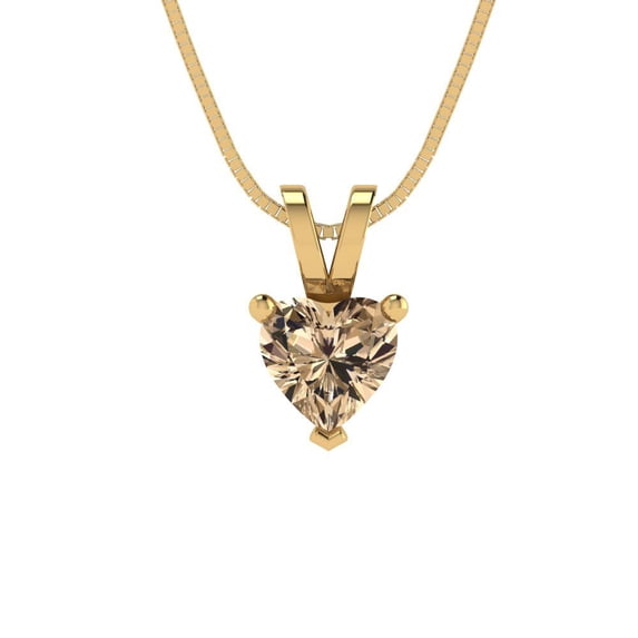 0.5 ct heart cut Yellow Moissanite 14k yellow hypoallergenic Solid gold Designer Everyday Affordable Dainty Necklace Pendant + 16" hypoallergenic Solid gold chain