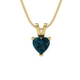 thumbnail image 1 of 0.5 ct heart cut natural london blue topaz 14k yellow hypoallergenic Solid gold Designer Everyday Affordable Dainty Necklace Pendant + 16" hypoallergenic Solid gold chain, 1 of 7