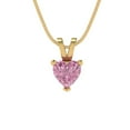 thumbnail image 1 of 0.5 cctw Simulated Pink Diamond Yellow Gold Plated Pendant with 16" Box Chain (5mm, Heart Cut), 1 of 6