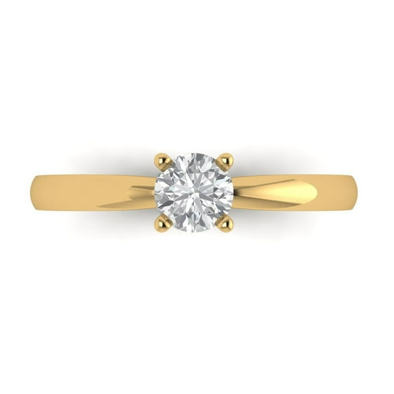 0.5 ctw Solitaire Anniversary Ring for Women | Round Cut Zirconia Diamond | Hyperallergenic Solid 18K Yellow Gold