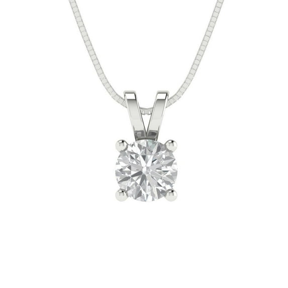 0.5 ct round cut white sapphire 14k white hypoallergenic Solid gold Designer Everyday Affordable Dainty Necklace Pendant + 16" hypoallergenic Solid gold chain