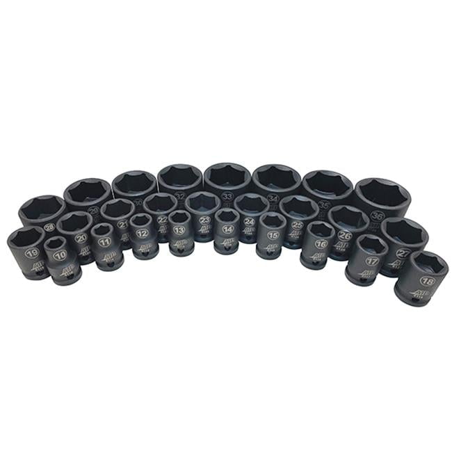 0.5 in. Drive Metric 6-Point Standard Impact Socket Set, 26 Piece