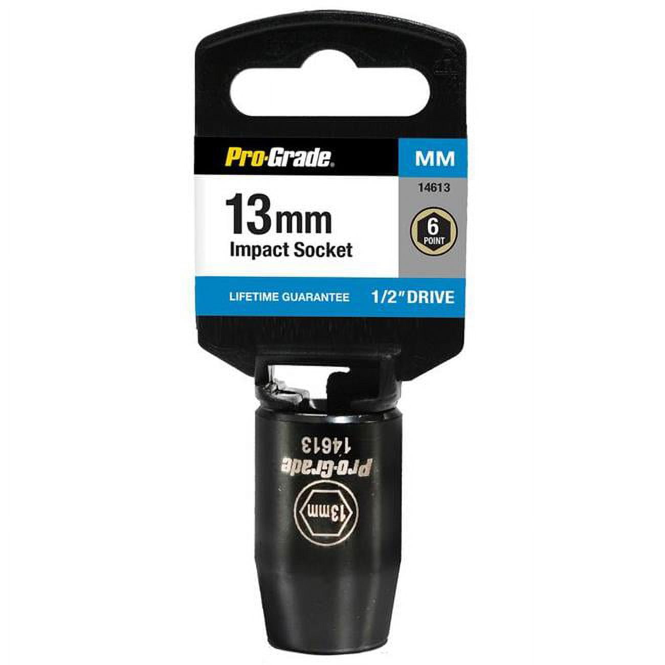 Pro-Grade 1/2in Drive 16mm Impact Socket, 6 Pt, Black ED Finish