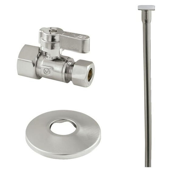 0.5 in. FIP x 0.375 in. OD Comp Straight Valve Toilet Supply Kit, Brushed Nickel