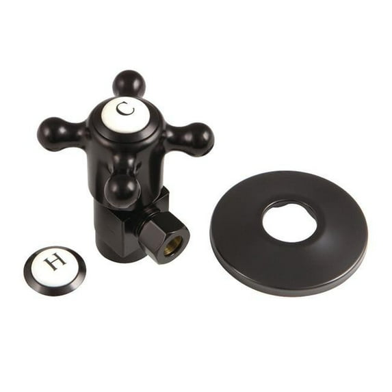 0.5 in. IPS x 0.38 in. O.D. Anti-Seize Deluxe Quarter-Turn Ceramic Hardisc Cartridge Angle Stop with Flange, Oil Rubbed Bronze