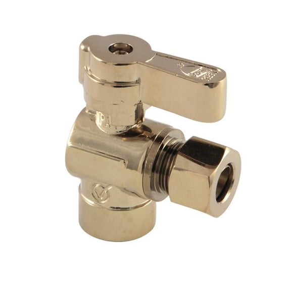 0.5 in. Sweat x 0.375 in. OD Compression Angle Stop Valve, Polished Brass
