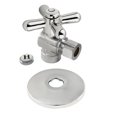 thumbnail image 1 of 0.5 in. Sweat x 0.38 in. O.D. Compression Quarter-Turn Angle Stop Valve with Flange, Polished Chrome, 1 of 1