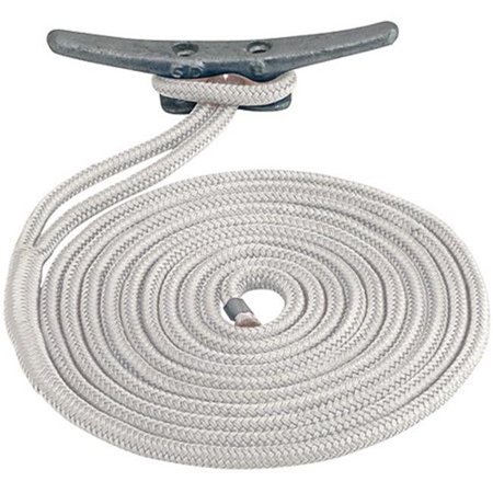 0.5 in. x 25 ft. Nylon Double Braided Dock Line, White