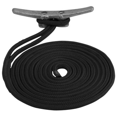 0.5 in. x 30 ft. Double Braided Nylon Dock Line, Black