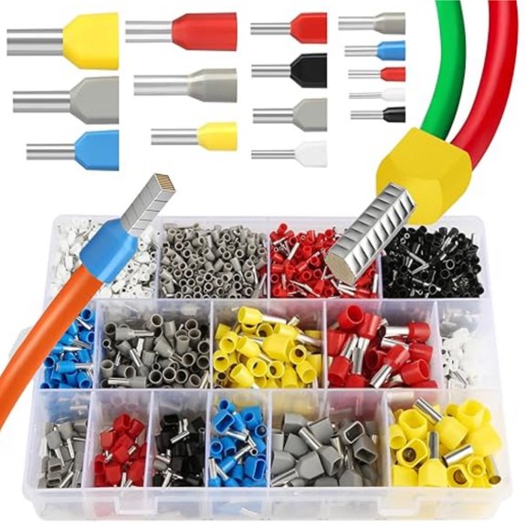 0.5 mm - 10 mm, 2000 Piece Ferrule Set, Twin and Single Line Ferrules, Assortment Box, for Wire Connection