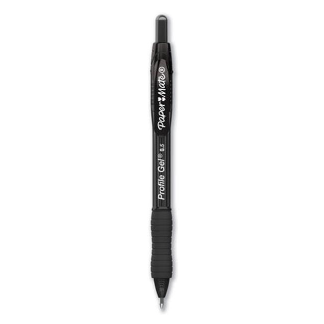 0.5 mm Profile Retractable Gel Pen, Black - Pack of 12
