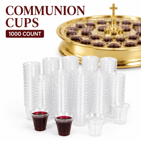 0.5 oz. Clear Plastic Communion Cups, Hard Disposable Cups Fits Standard Holy Communion Trays (1000pc)