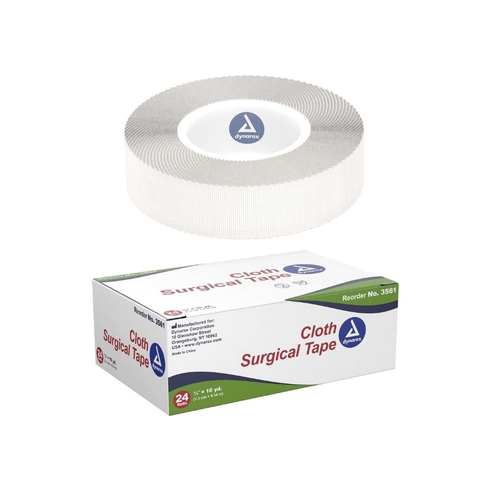 0.5" x 10 Yards White Cloth Surgical Tape, Latex Free Hypoallergenic