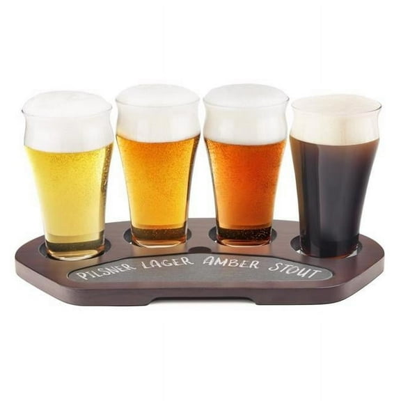 0.5 x 12.2 in. Glass & Wood Beer Flight Board, Clear
