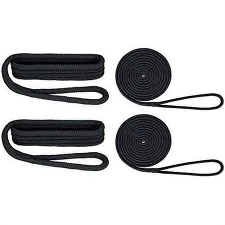 0.5 x 15 ft. Double Braid Fender & Dock Line Value Pack, Black