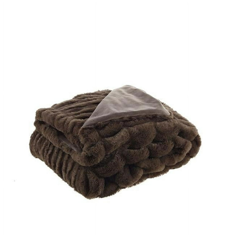 0.5 x 50 x 60 in. Brown Knitted Polyester Solid Color Throw Blanket